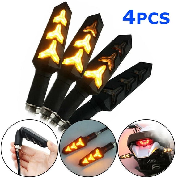 4-Piece Sequential LED Turn Signal Lights for Motorcycles, Dynamic Flowing Indicator