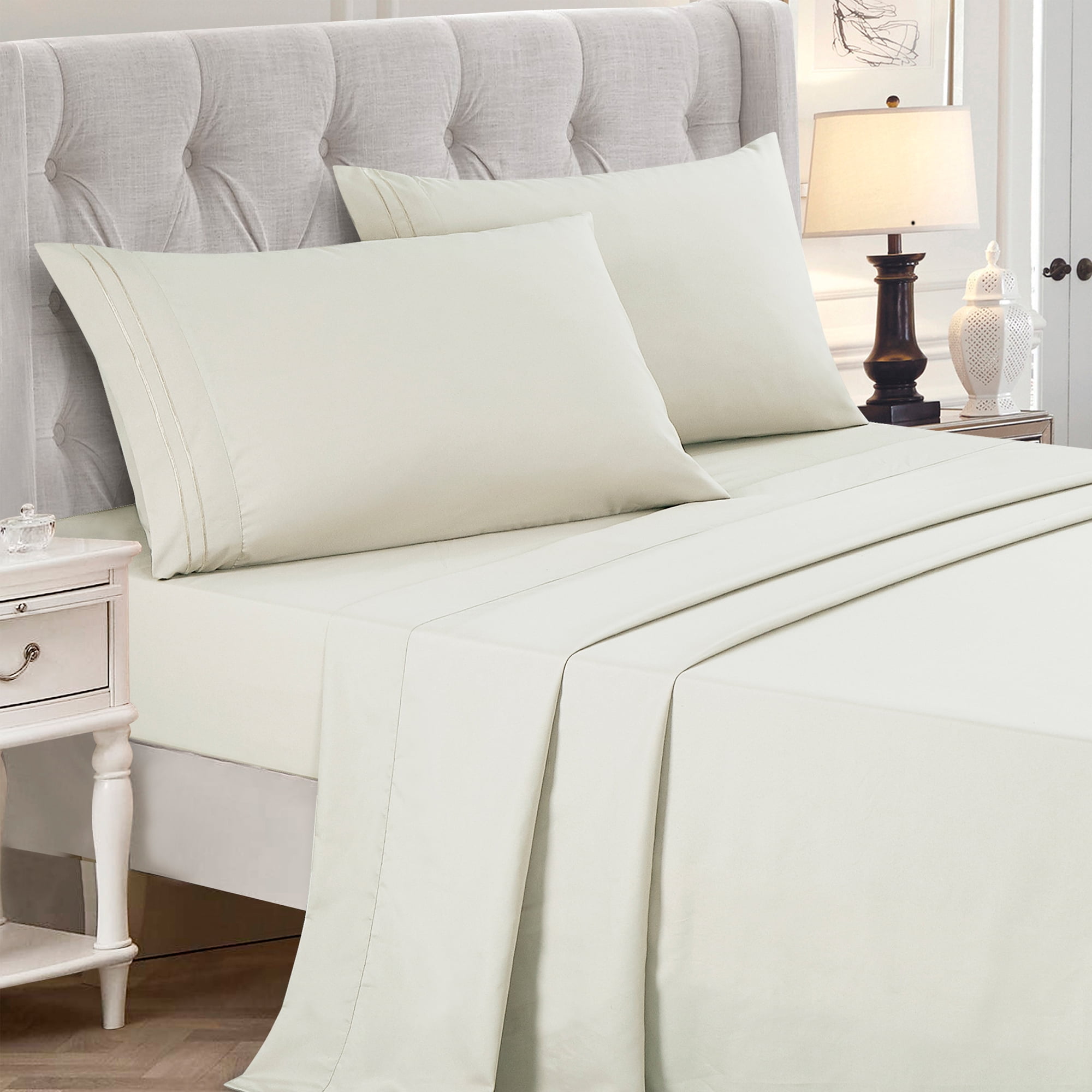 4-Piece Set Bed Sheets, Bedding with Fitted Sheet, Flat Sheet & Pillowcases