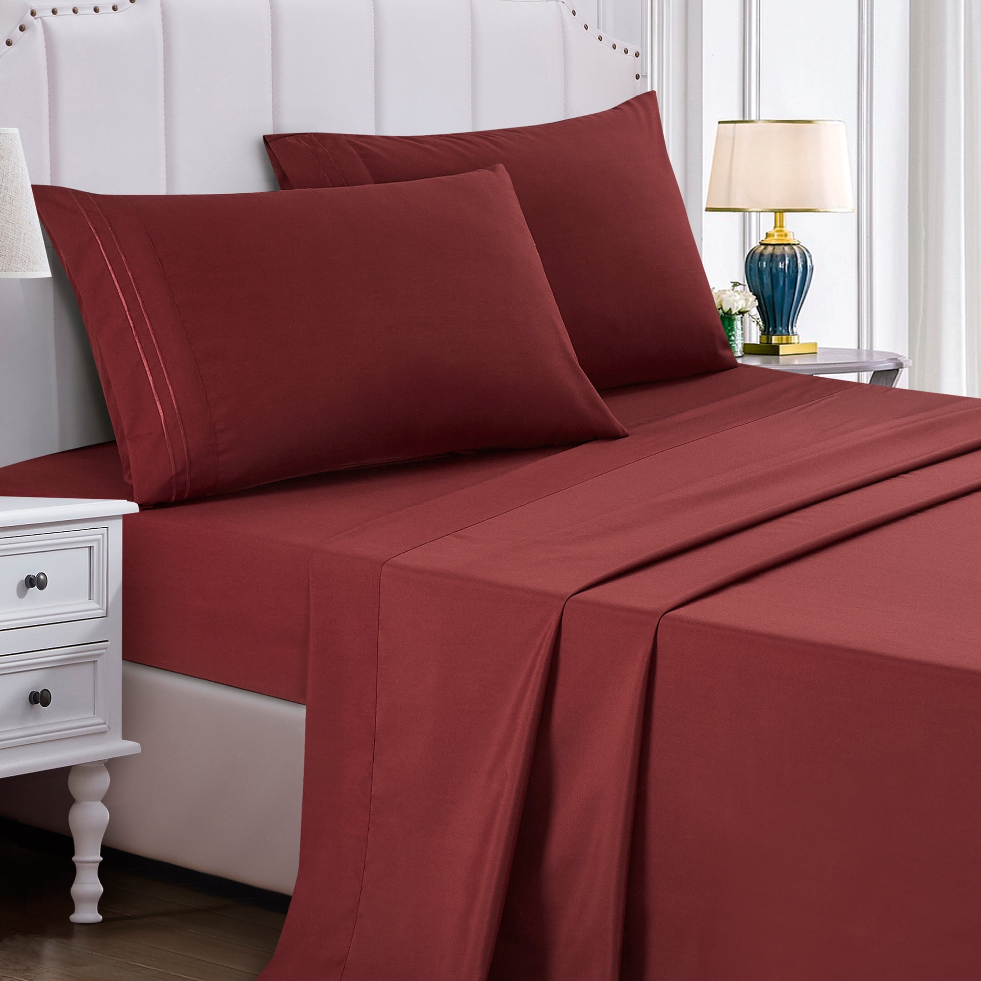 4-Piece Set Bed Sheets, Bedding with Fitted Sheet, Flat Sheet & Pillowcases