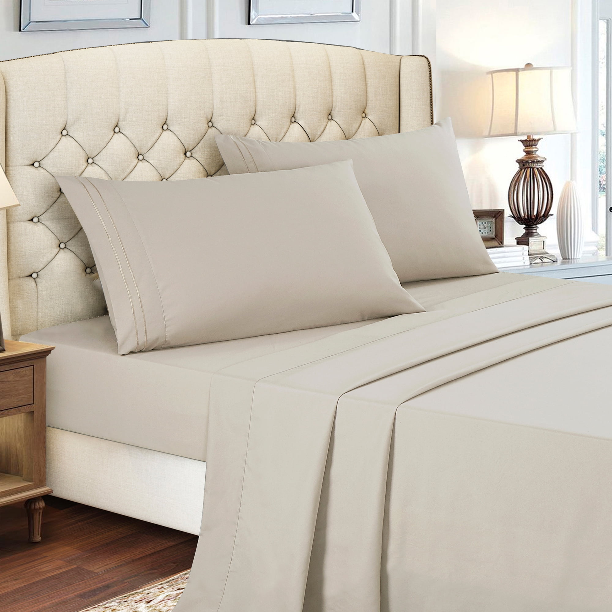 4-Piece Set Bed Sheets, Bedding with Fitted Sheet, Flat Sheet & Pillowcases