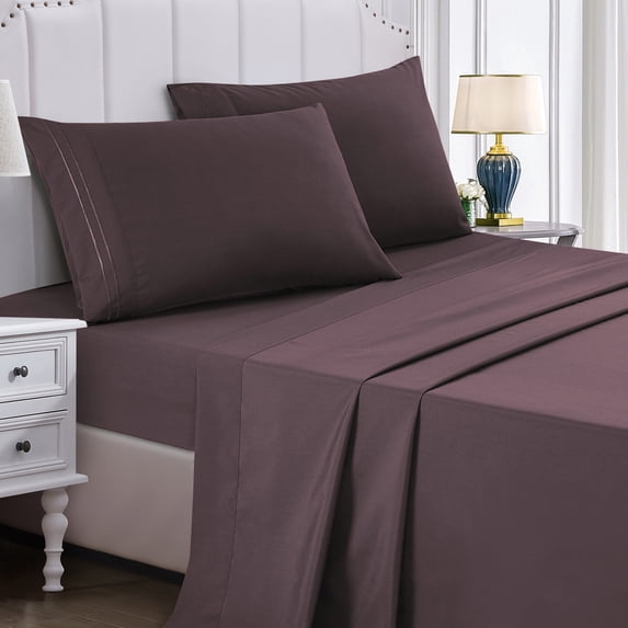 4-Piece Set Bed Sheets, Bedding with Fitted Sheet, Flat Sheet & Pillowcases