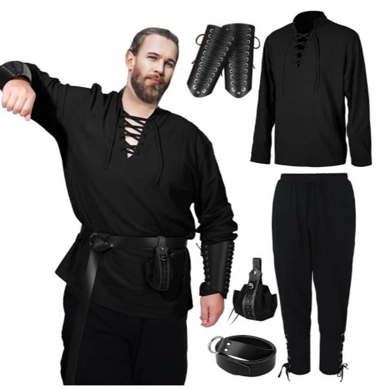 4 Piece Set Halloween Man Renaissance Costume suit Medieval Pirate