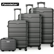 4 Piece Set Luggage Sets Suitcase ABS Hardshell Lightweight Spinner Wheels (14/20/24/28 inch) Black