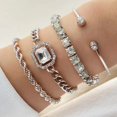 thumbnail image 1 of 4 Piece Set Luxurious Bracelets for Women Crystal Shiny Adjustable Opening Chain Bracelets Punk Bangle Fashion Jewelry, 1 of 6
