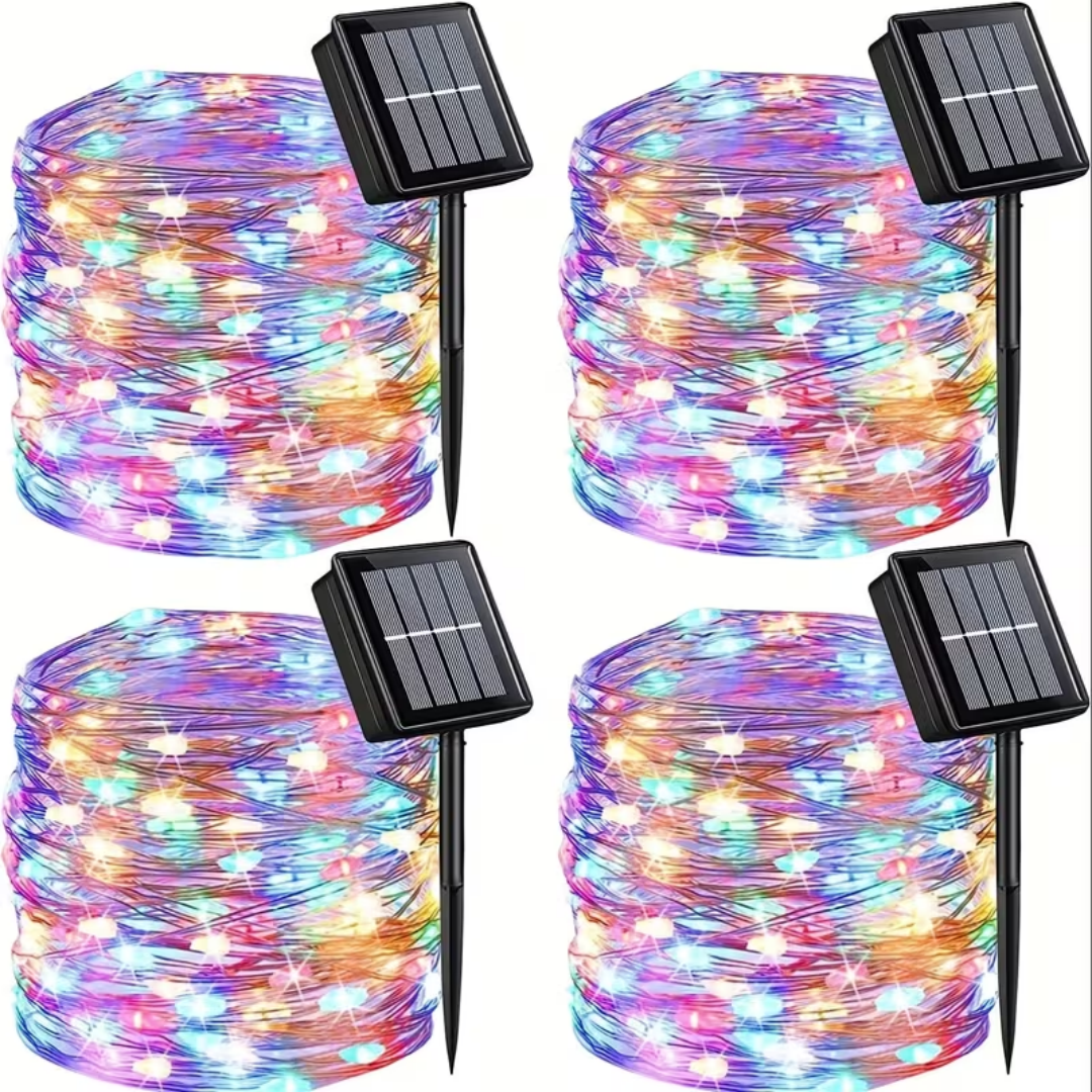 4-Piece Set Multi-Color Solar Fairy Light String, 330 Led Outdoor Solar Christmas Lights, 8 Modes Of Wired Solar Flashing Light String, For Christmas Trees, Wedding Parties, Gardens And Courtyards