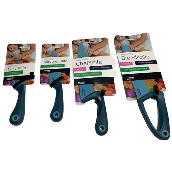4 Piece Set My Favorite Kitchen Innovation Knife Soft Grip Silicone Coated Blade