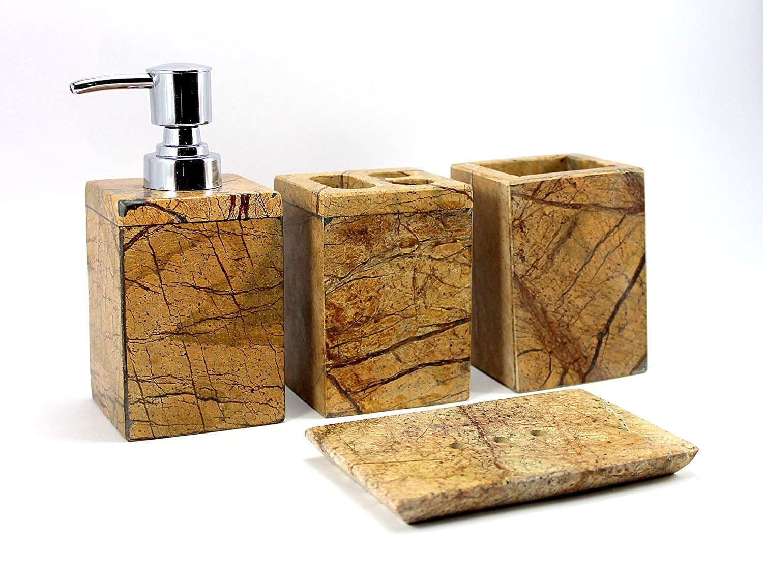 4-Piece Set Of Natural Marble Stone Made Bathroom Set Accessories ...