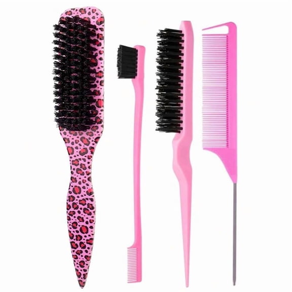 4-Piece Set Of Pointed Tail Brush Hair Comb, Flat Head Comb, Anti-Static, Nylon Bristles, Suitable For All Hair Types