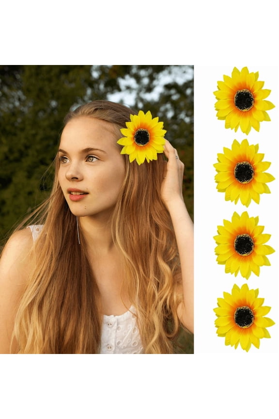 4 Piece Set Of Summer Seaside Sunflower Hair Clips Hair Clips Versatile Flower Clips62926