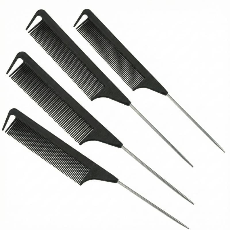 4-Piece Set of Rat Tail Comb, Heat Resistant Carbon Fiber Hair Rat Tail ...