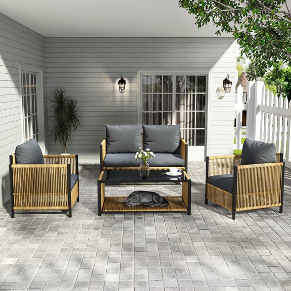 4-Piece Set - Water-Resistant Material - Outdoor Relaxing - Soft Polyester Fabric