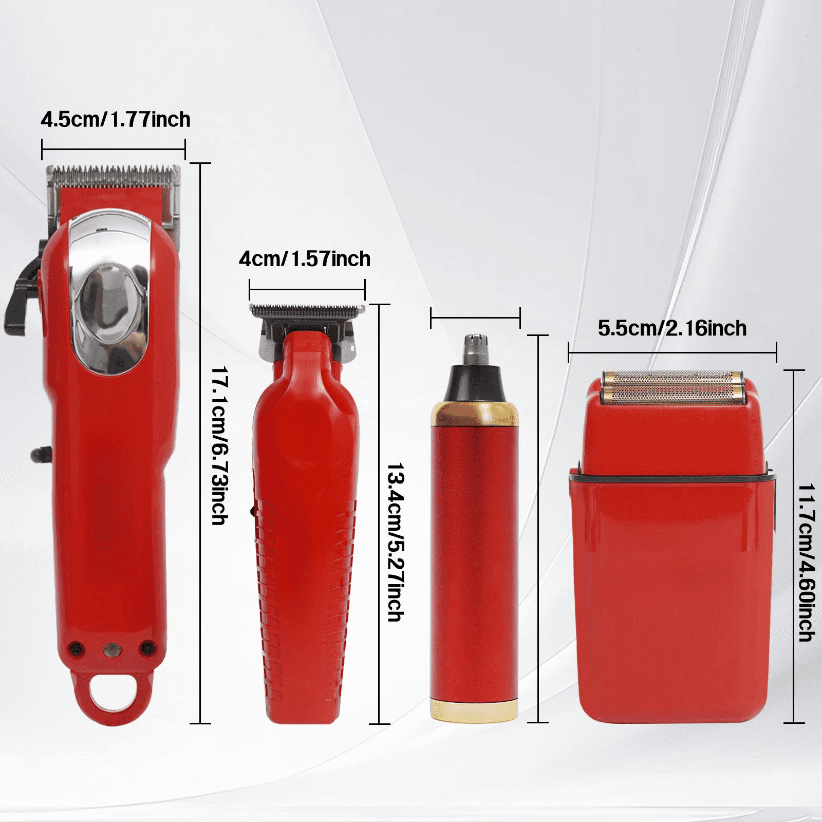 Red Razor Clipper 4-Piece Set for Men - Red Hair Clipper, Trimmer, Reciprocating Electric ...
