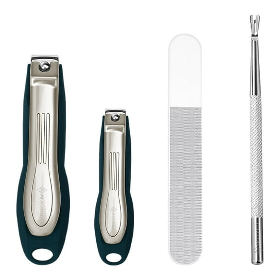 4 Piece Sets Nail Clippers For Thick Nails, Professional Nail Cutter With Catcher, Medical Grade Stainless Steel, Sharp And Durable Nail Clipper Kit For Men And Women, Bionics Design(Small And Big)