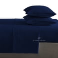 thumbnail image 1 of 4 Piece Sheet Set 100% Egyptian Cotton Bed Sheets 1000 Thread Count Luxury Hotel Quality Sheet Set Italian Finish Premium Sheets Long Staple Fits Up to 18 Inch Deep Pocket (Alaskan King, Navy Blue), 1 of 8