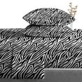 thumbnail image 1 of 4 Piece Sheet Set 100% Egyptian Cotton Bed Sheets 1000 Thread Count Luxury Hotel Quality Sheet Set Italian Finish Premium Sheets Long Staple Fits Up to 18 Inch Deep Pocket (Queen, Zebra Print), 1 of 7
