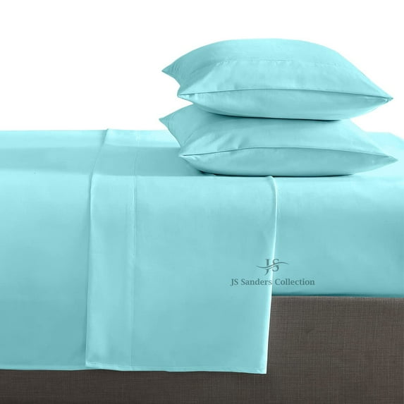 4 Piece Sheet Set 100% Egyptian Cotton Bed Sheets 1000 Thread Count Luxury Hotel Quality Sheet Set Italian Finish Premium Sheets Long Staple Fits Up to 18 Inch Deep Pocket ( Aqua Blue,RV King )