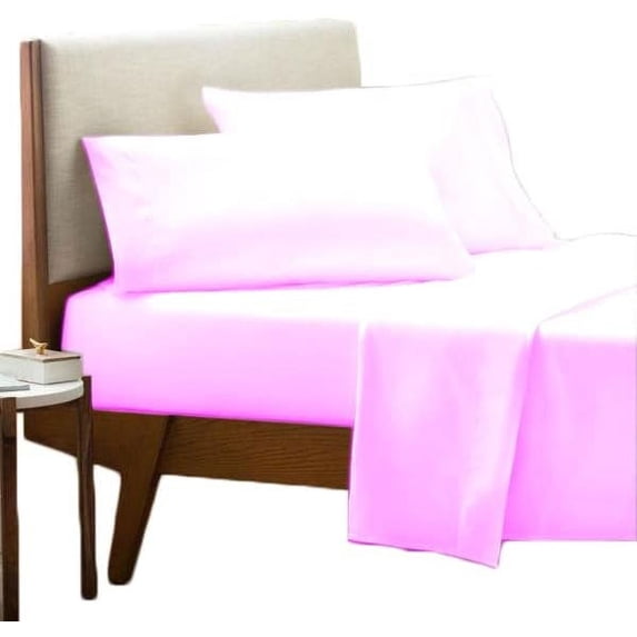 4 Piece Sheet Set - Deep Pocket of 15" Inch - Luxury 600 Thread Count Collection Queen Size Bed Sheets - Extra Long Staple 100% Egyptian Cotton Bedding Set - Pink Solid.