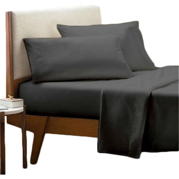 4 Piece Sheet Set - Deep Pocket of 16" Inch - Luxury 600 Thread Count Collection Queen Size Bed Sheets - Extra Long Staple 100% Egyptian Cotton Bedding Set - Dark Grey Solid.