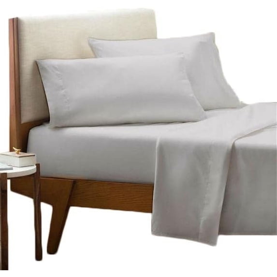 4 Piece Sheet Set - Deep Pocket of 18" Inch - Luxury 600 Thread Count Collection Queen Size Bed Sheets - Extra Long Staple 100% Egyptian Cotton Bedding Set - Light Grey Solid.