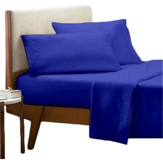 4 Piece Sheet Set - Deep Pocket of 22" Inch - Luxury 600 Thread Count Collection Twin Size Bed Sheets - Extra Long Staple 100% Egyptian Cotton Bedding Set - Royal Blue Solid.