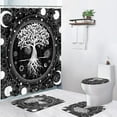thumbnail image 1 of 4 Piece Shower Curtain Set, Butterfly Inspirational Waterproof Bathroom Set Accessories with Non-Slip Rugs, Toilet Lid Cover Bath Mat and 12 Hooks, African Black Woman Home Decor 72" x 72", 1 of 6