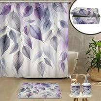 4-Piece Shower Curtain Sets with Bath Mat, 12 Hooks & Accessories - Bohemian Cloud/Ocean Theme Waterproof Bathroom Decor for Teens, Adults, Kids (Indigo/Blue/Orange)