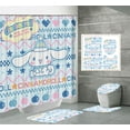 thumbnail image 1 of 4 Piece Shower Curtain Sets Bathroom Sets with Non-Slip Rugs, Toilet Lid Cover and Bath Mat Hooks, 1 of 2