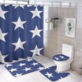 thumbnail image 1 of 4 Piece Shower Curtain Sets Bathroom Shower Curtain Set with Rugs Blue And White Stars Pattern Waterproof Fabric Bath Curtain Independence Day 4th of July for Bathroom Decor Set, 1 of 8