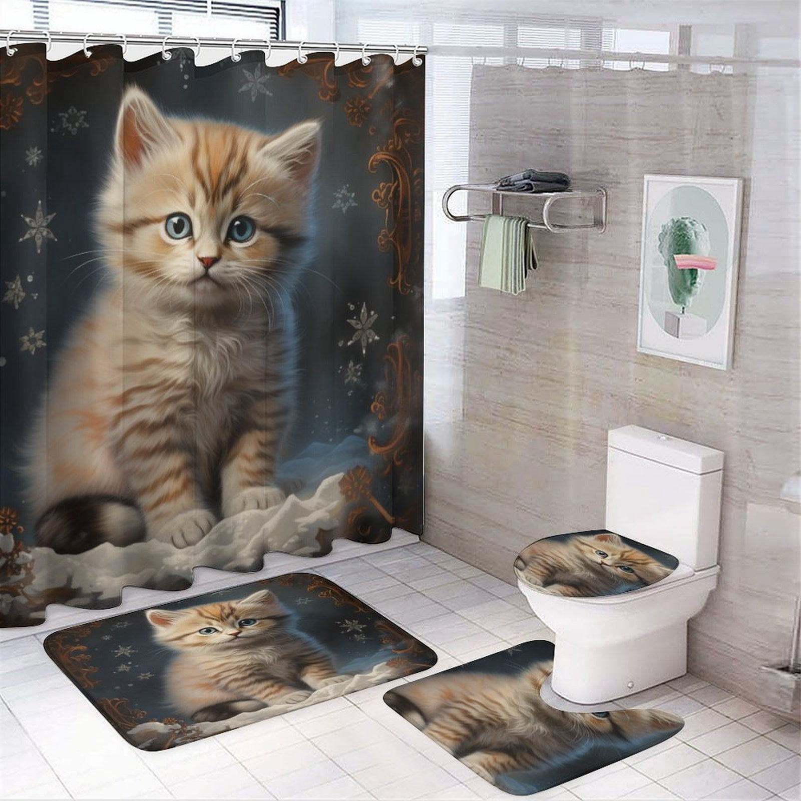Valentine Rug 4 Piece Shower Curtain Sets Bathroom Shower Curtain Set with Rugs ...