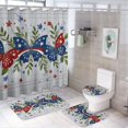 4 Piece Shower Curtain Sets Shower Curtain Set with Rugs Green Leaves ...