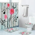 thumbnail image 1 of 4 Piece Shower Curtain Sets, Teal Daisies Butterfly with Non-Slip Rugs, Toilet Lid Cover and Bath Mat, for Bathroom Decor Set, 72" x 72", 1 of 6