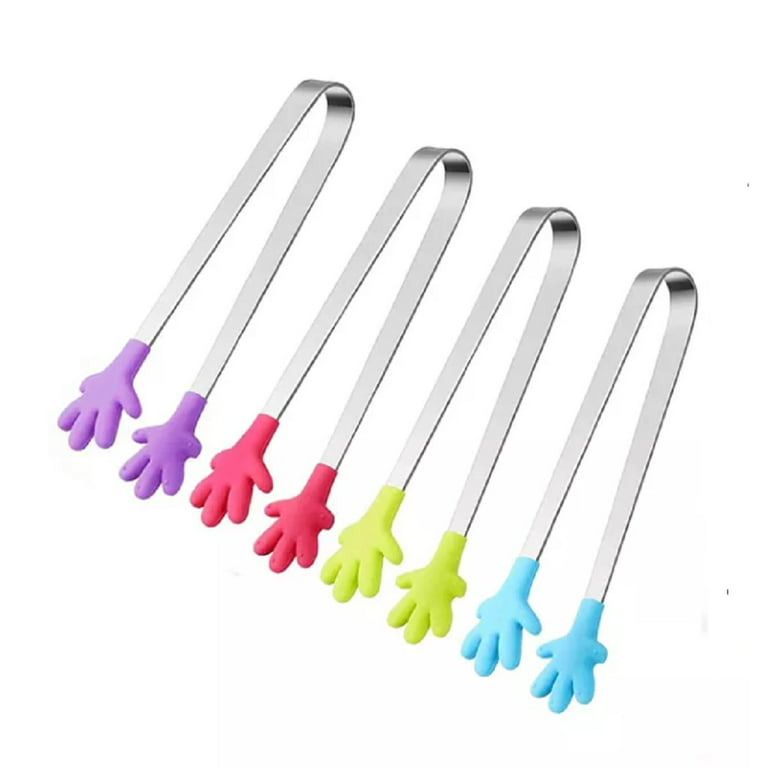 4-Piece Silicone Mini Tongs Set - 5-Inch Hand-Shaped Small Tongs for  Appetizers and Sugar Cubes, Kid-Friendly Design TIKA 