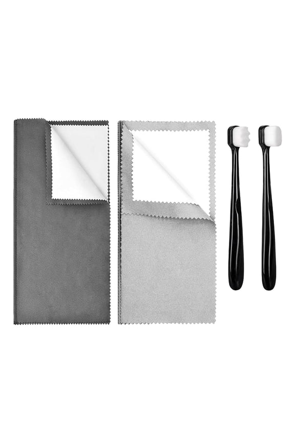 4 Piece Silver Polishing Cloth Jewelry Cleaner Tarnish Remover with Soft Brushes for Gold Platinum Diamond Rings