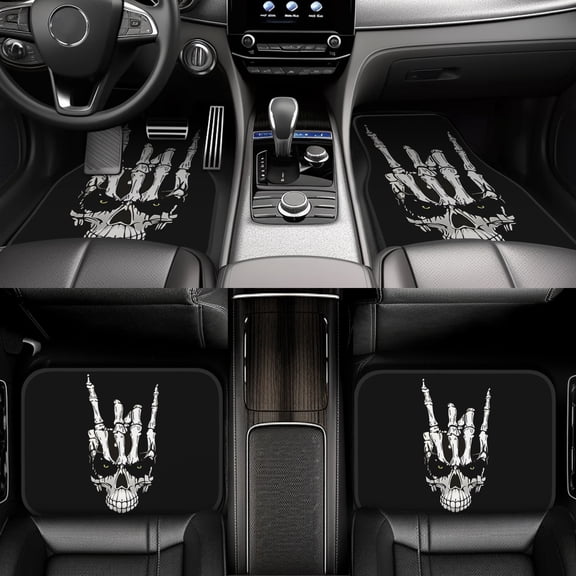4-Piece Skull Rock Hand Car Floor Mats, Universal Fit Auto Floor Liners For Cars Trucks Suvs, Anti-Slip All-Weather Interior Protection, Easy Clean Set