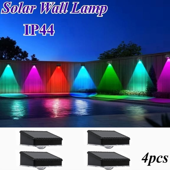 4-Piece Solar Fence Light Set with 9 Lighting Modes and Smart Sensor, Ideal for Patios, Landscaping, Villas, Gardens, Fences, and Holiday Porch Decor