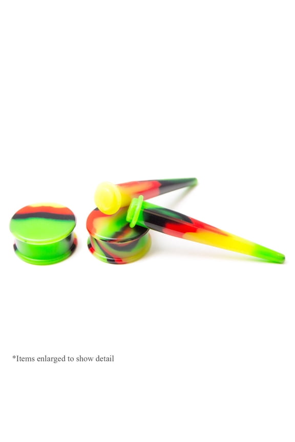 4-Piece Solid Silicone Rasta Ear Plug and Taper Kit - 12 Sizes Available