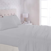 4 Piece Split Head Flex Size Sheet Set for Adjustable Bed - 100% Cotton 400 Thread Count Sheet Set - Light Grey Solid
