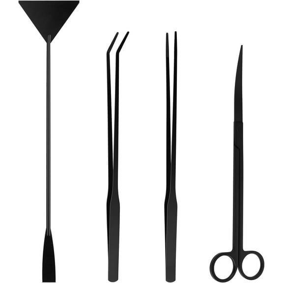 4 Piece Stainless Steel Aquarium Aquascape Tool Kit Tweezer Scissor Algae Scraper Plant Maintenance