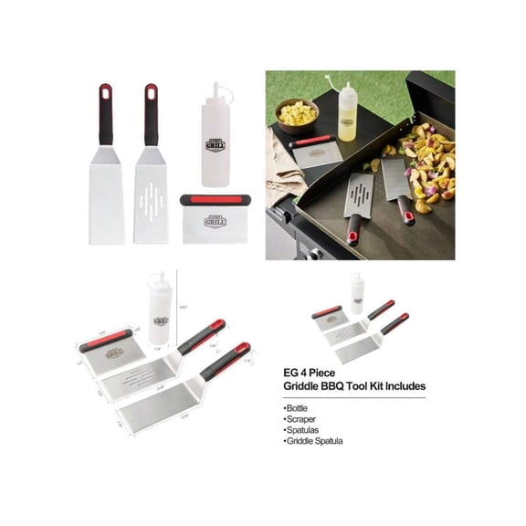 4-Piece Stainless Steel BBQ Grill Tools Set With Carrying Case For Outdoor Cooking