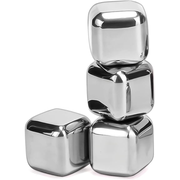 4-Piece Stainless Steel Cooling Cubes  Reusable Chilling Stones for Whiskey & Beverages