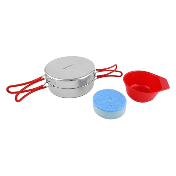 4-Piece Stainless Steel Mess Kit Lightweight Cookware Set for Camping, Hiking, and Outdoor Adventures Compact Tableware for Easy Use and Cleaning