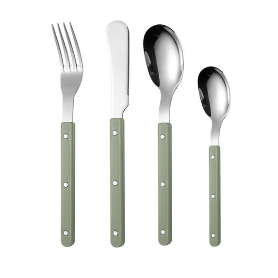 4 Piece Stainless Steel Silverware Set, Flatware Cutlery Kit, Steak Knife Fork Spoon Utensil, Durable Dishwasher Safe Set, Silverware Sets For Home, Restaurant And Party Dining,green