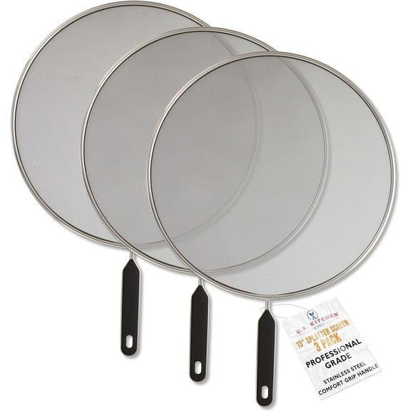 4-Piece Stainless Steel Splatter Guard Set (13", 11.5", 10",8”) Fine Mesh Cover, Grease & Oil, Splatter Screen for Frying Pan, Cooking Pots, with Comfort Grip Handles