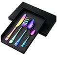 thumbnail image 1 of 4 Piece Stainless Steel Tableware Box Set Western fork and Spoon Easy Grip Handle European Steak and fork Utensils for Adults Tableware Gift Box, 1 of 9
