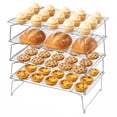 thumbnail image 1 of Vesteel 4-Tier Stainless Steel Cooling Racks, Stackable Baking Cooking Racks for Bread Cookie Cakes, Wire Racks with Folding Legs, Oven & Dishwasher Safe, 16.5’’ x 11.4’’, 1 of 8