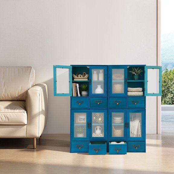4-Piece Storage Cabinets, Set of 4 Storage Cabinets, 4-Pack Stackable ModularStorage Cabinets For Kitchens, Garages, Desks, Side Tables, Pantries