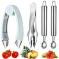 thumbnail image 1 of 4-Piece Strawberry Huller & Tomato Corer Set - Stem Remover Tool for Strawberry, Potato, Pineapple, 1 of 8
