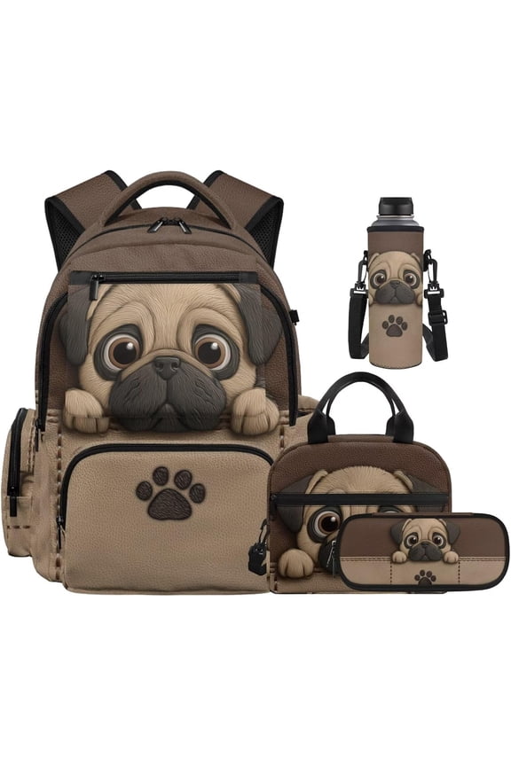 4-Piece Street Art Backpack Bundle - 17" Large Capacity Backpack with Crossbody bag, Mini Organizer Pouch & Water Vessel, Heavy Duty Water-Resistant Daypack for Travel & Outdoor and school. Age6+
