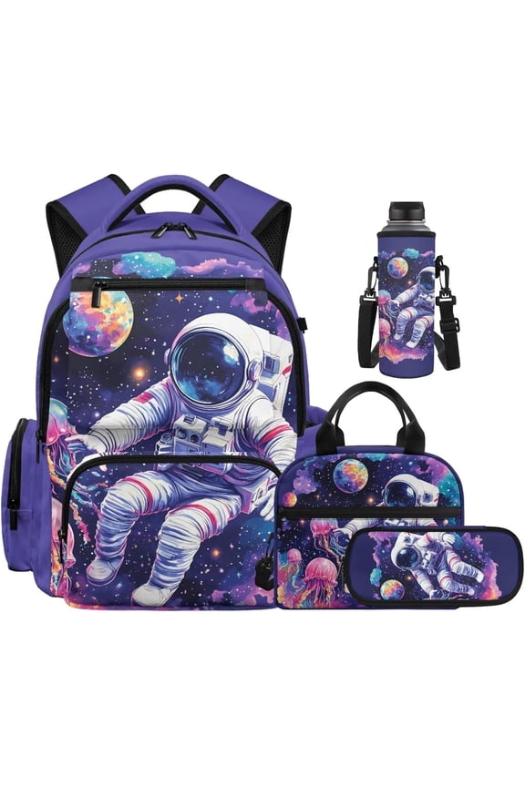 4-Piece Street Art Backpack Bundle - 17" Large Capacity Backpack with Crossbody bag, Mini Organizer Pouch & Water Vessel, Heavy Duty Water-Resistant Daypack for Travel & Outdoor and school. Age6+