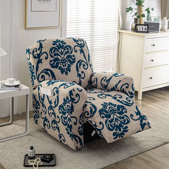4-Piece Stretch Recliner Slipcovers - Non-Slip Furniture Protector w/Storage Pocket, Fits Most Recliners
